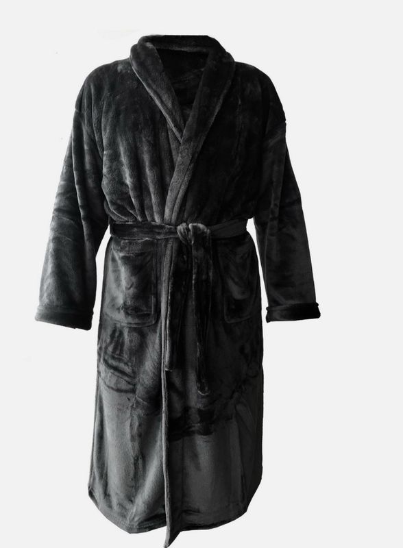 Flanell Bademantel HOMELEVEL Übergröße Schwarz 6XL Flanell Bademantel HOMELEVEL Übergröße Schwarz 6XL