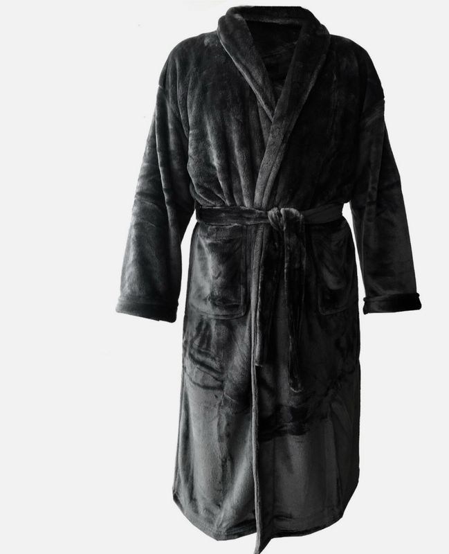 Flanell Bademantel HOMELEVEL Übergröße Schwarz 4XL Flanell Bademantel HOMELEVEL Übergröße Schwarz 4XL