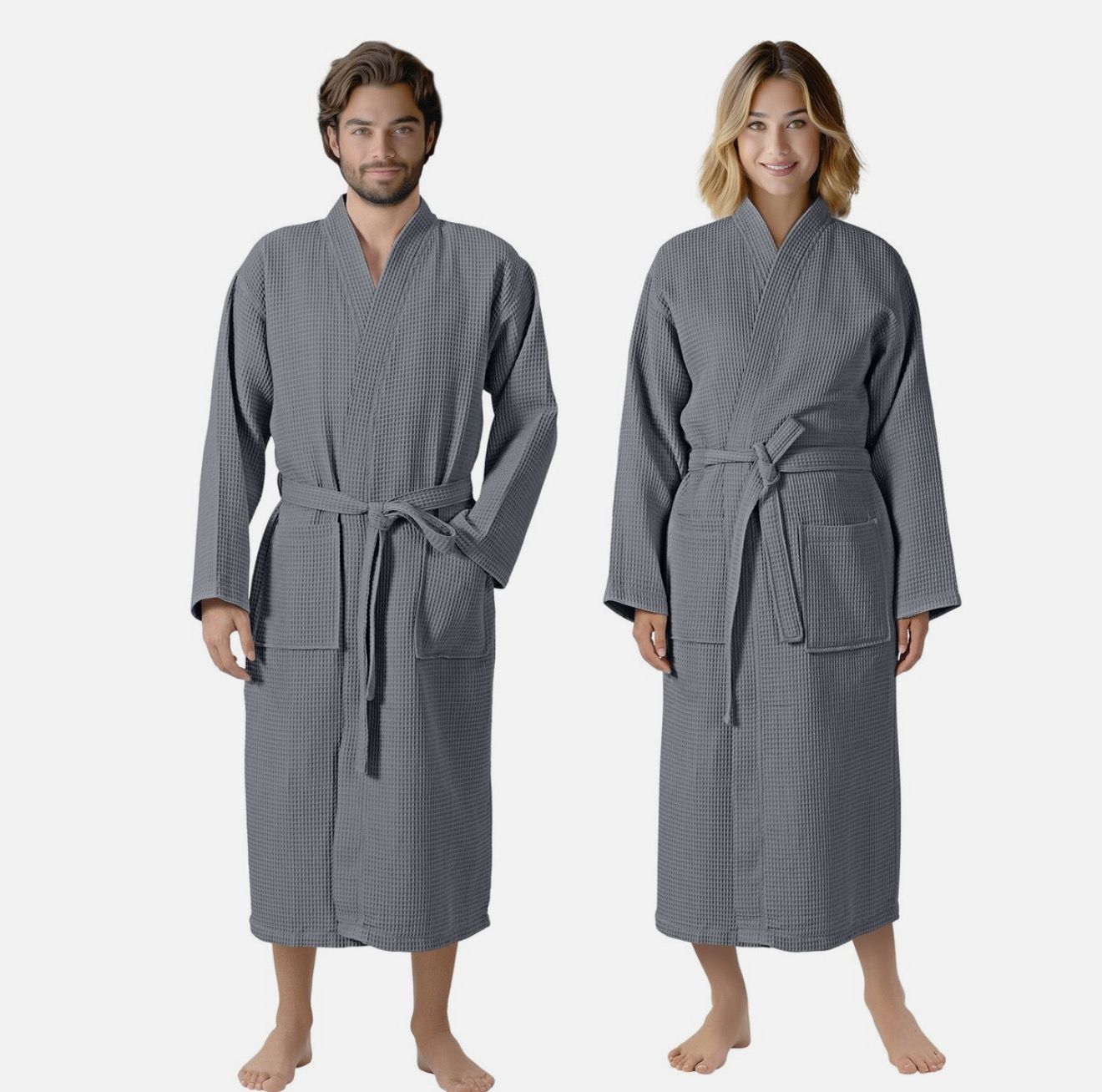 Pique Bademantel für Damen und Herren Waffelpique Morgenmantel leicht Größe XL 