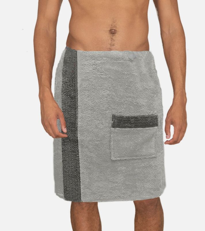 Sauna Frottee Kilt Sarong - M-XXL Herren Männer - Grau 100% Baumwolle Sauna Frottee Kilt Sarong - M-XXL Herren Männer - Grau 100% Baumwolle