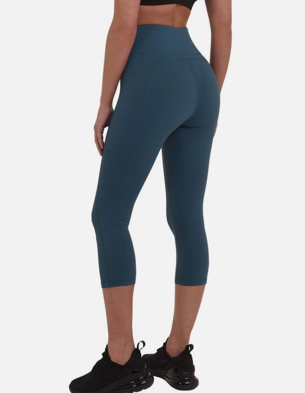Damen Equilibrium Lauf/Yoga hohe Taille Capri Leggings mit Seitentasche - Blau, Größe M Damen Equilibrium Lauf/Yoga hohe Taille Capri Leggings mit Seitentasche - Blau, Größe M