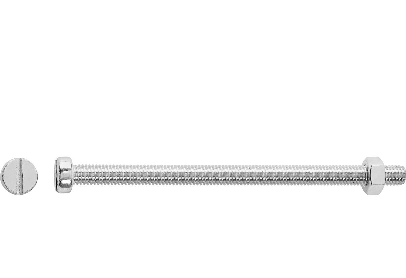 LUX Gewindeschraube Zylinderkopf verzinkt Schlitz M6 x 80 mm mit Muttern 8 Stück