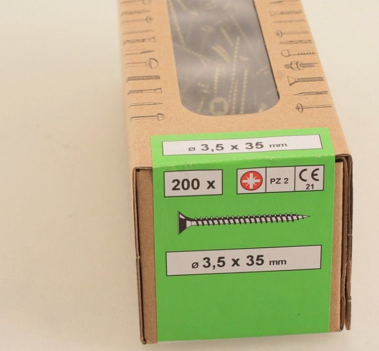 LUX 200 Stk Senkkopf Universalschraube PZ-Antrieb Ø 3,5 mm x 35 mm, NEU