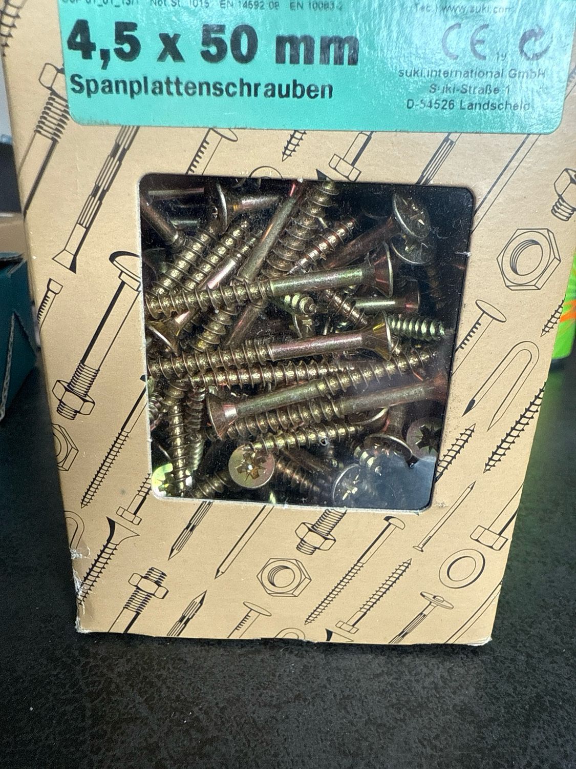 Spanplattenschrauben 4,5 X 50mm, PZ2, , verzinkt, gelb 150 Stück