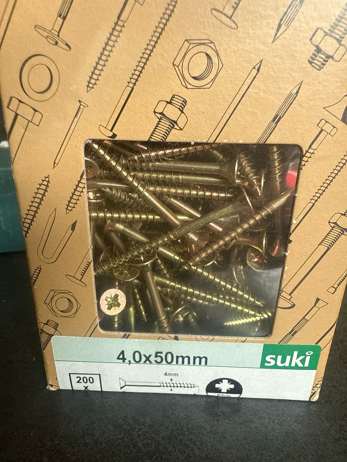 Spanplattenschrauben 4,0 X 50mm, PZ2, , verzinkt, gelb 200 Stück