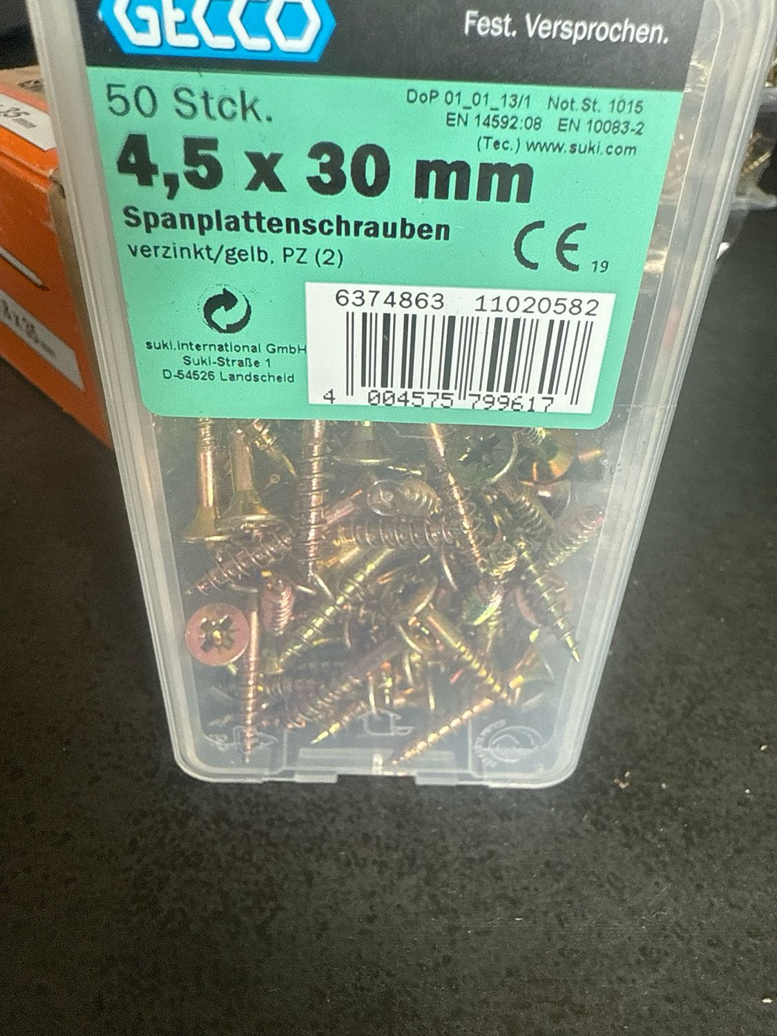 Spanplattenschrauben 4,5 X 30 mm, PZ2, verzinkt, gelb 50 Stück