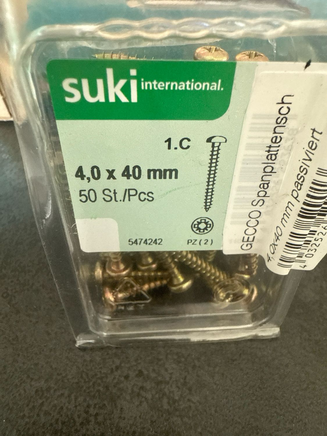 Spanplattenschrauben 4,0X 40 mm, PZ2, verzinkt, gelb 50 Stück