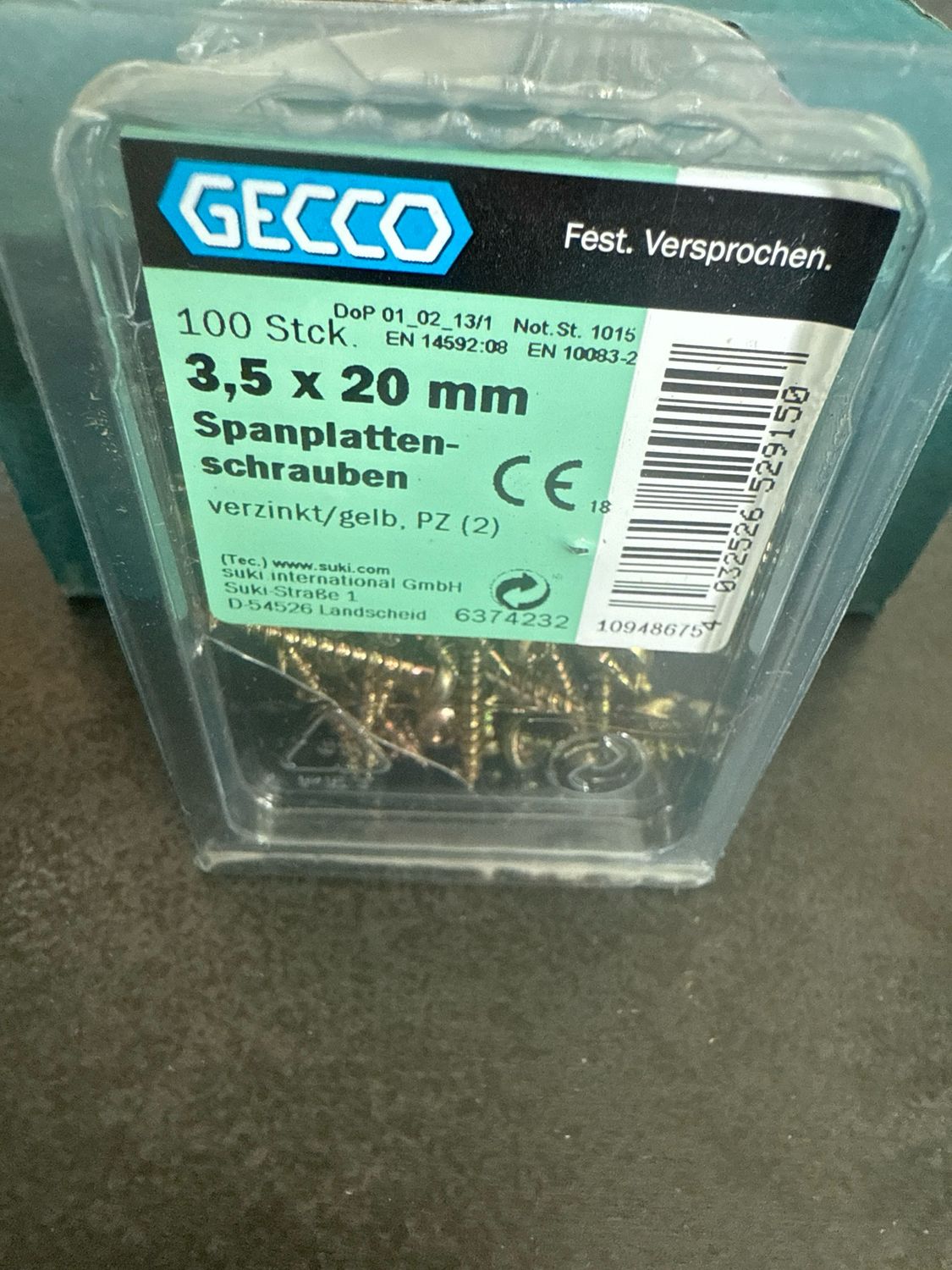 Spanplattenschrauben 3,5 X 20 mm, PZ2, verzinkt, gelb 100 Stück 