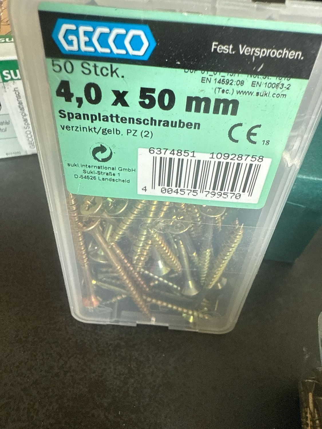 Spanplattenschrauben 4,0 X 50mm, PZ2, , verzinkt, gelb 50 Stück