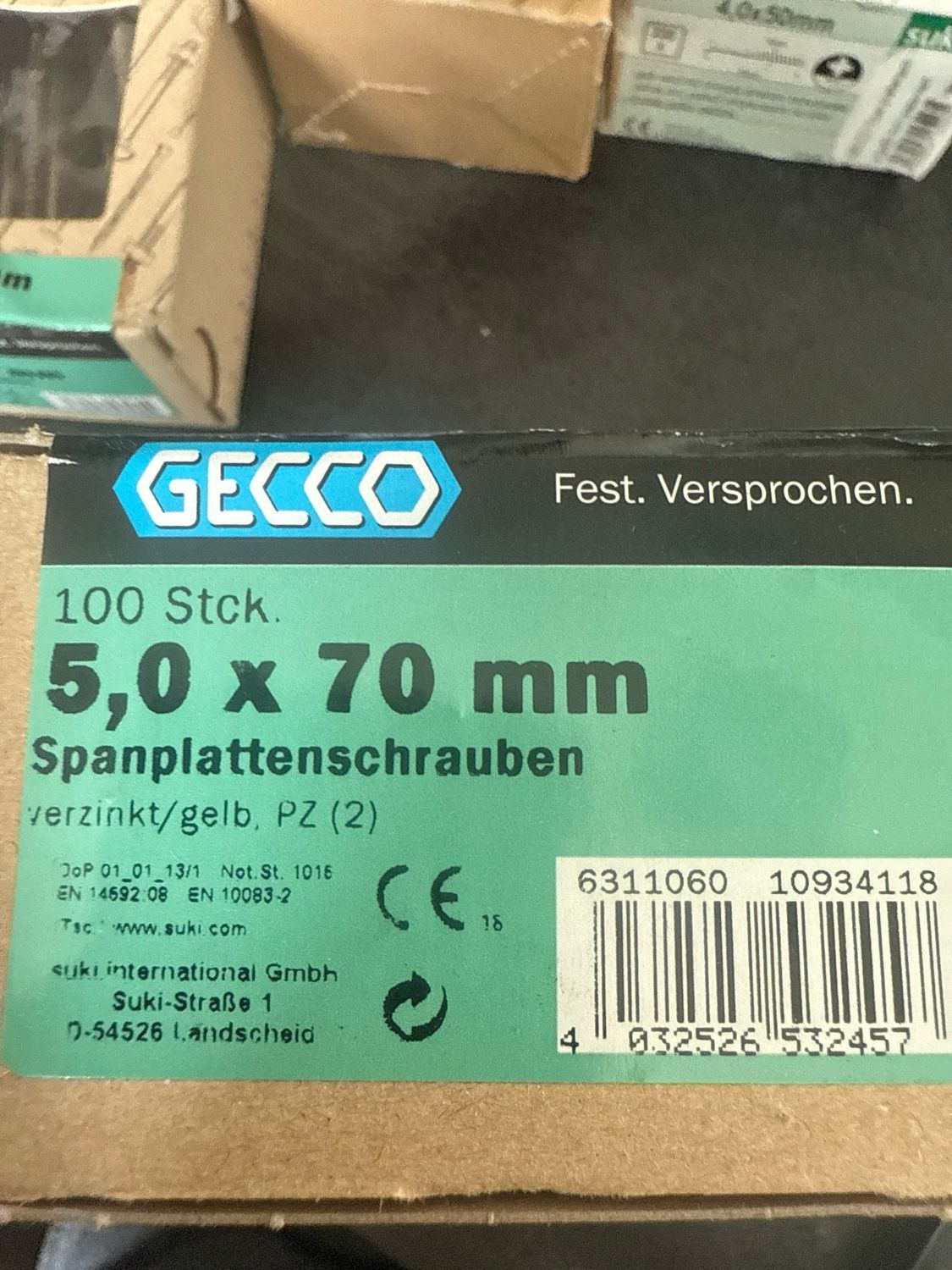 Spanplattenschrauben 5,0 X 70 mm, PZ2, verzinkt, gelb 100 Stück