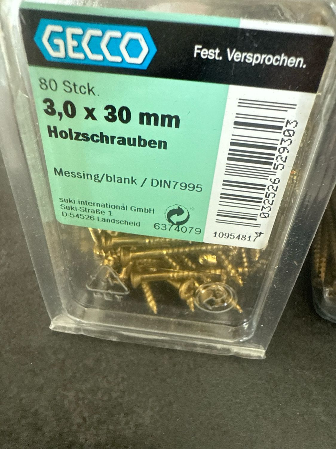 Holzschrauben Ø 3,0 x 30 mm messing DIN 7995 80 Stück