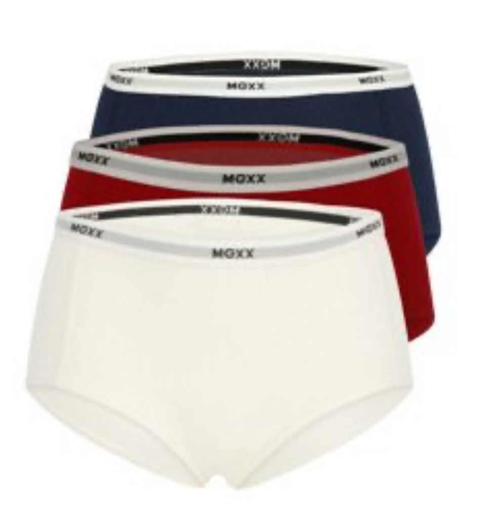 Mexx Damen Slips 3-teilig (M, Beige/Burgund/Marineblau)