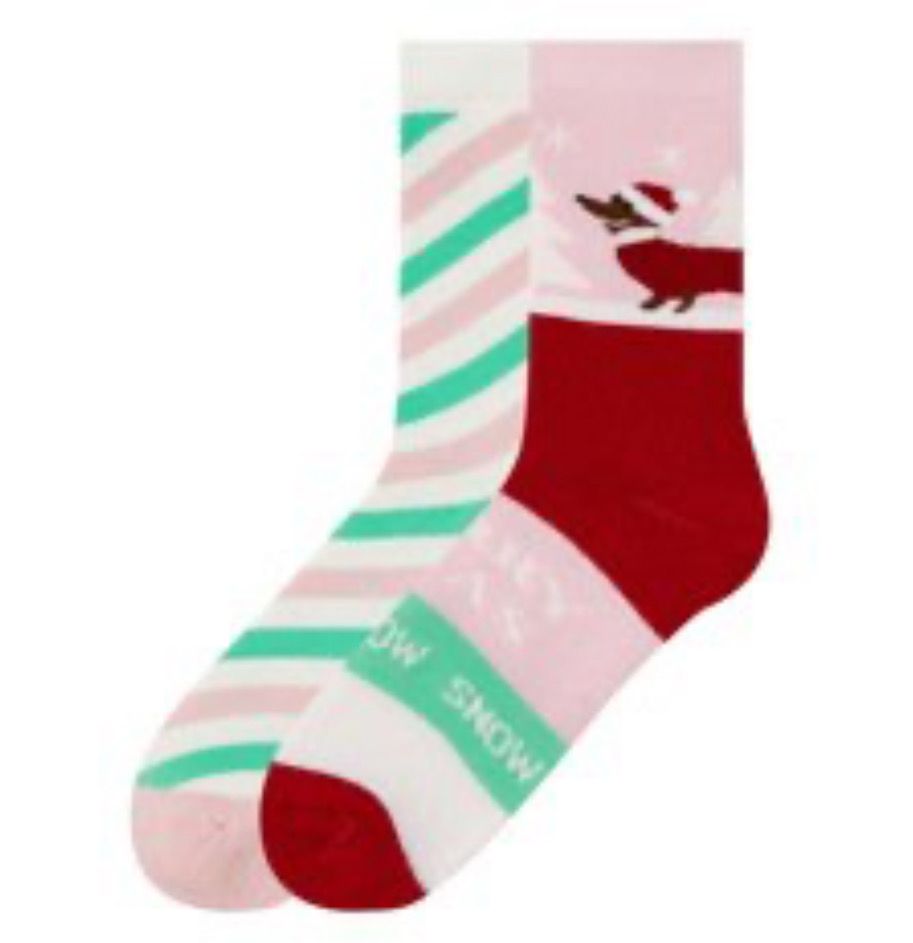 pepperts!® Mädchen Weihnachts-Thermosocken mit Bio-Baumwolle, 2 Paar (39/42, rosa/rot/grün)
