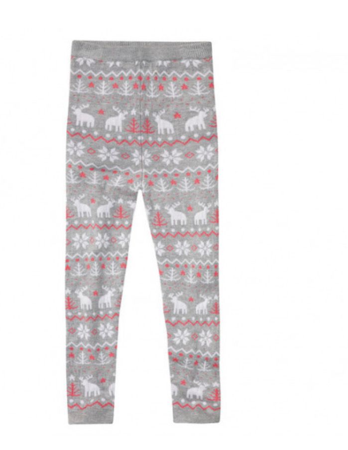 lupilu® Mädchen Weihnachts-Strickleggings (110/116, grau)