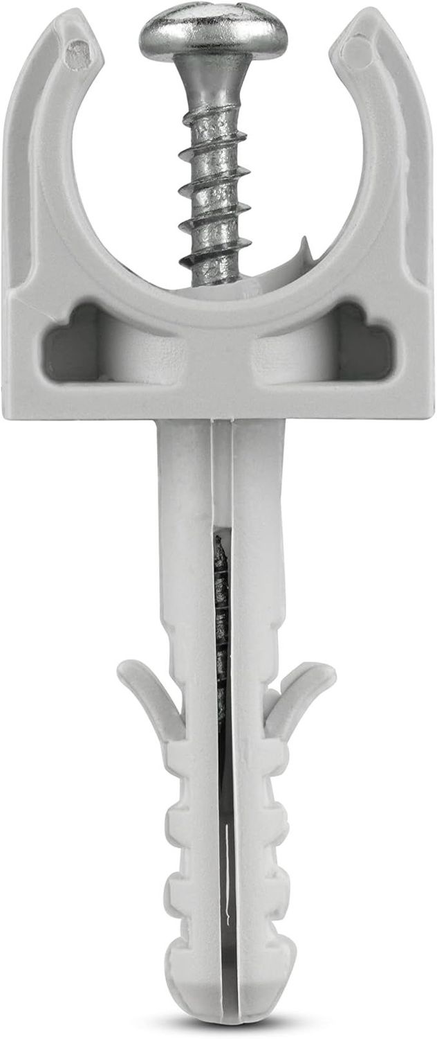 REV 0509746555 Kabelschellen, Rohrschellen EN16 f. Isorohre Ø16mm, Dübel + Schrauben, grau
