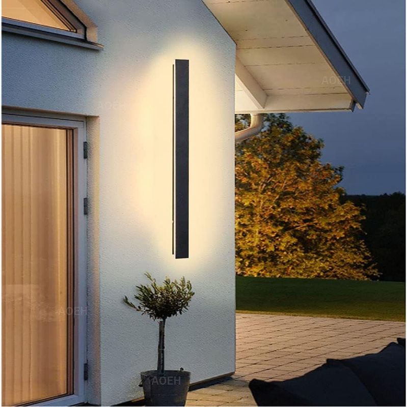 AOEH Lange Wandleuchte Villa Schwarze Ip65 Aluminium Acryl Außen LED für Gärten, Terrassen, Schlafzimmer Wohnzimmer Innen, 30cm/12w, Warm light AOEH Lange Wandleuchte Villa Schwarze Ip65 Aluminium Acryl Außen LED für Gärten, Terrassen, Schlafzimmer Wohnzimmer Innen, 30cm/12w, Warm light