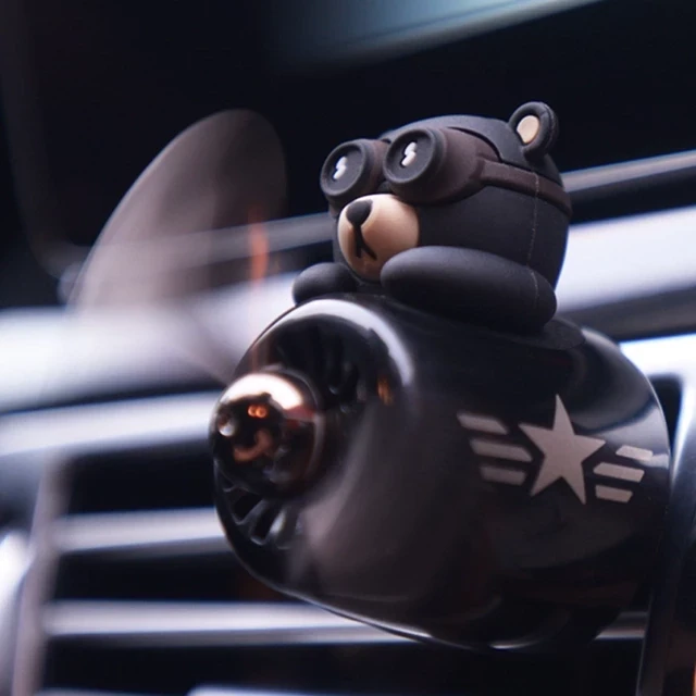 Super Cute Car Air Freshener Bear Pilot Rotating Propeller Outlet Fragrance Magnetic Design