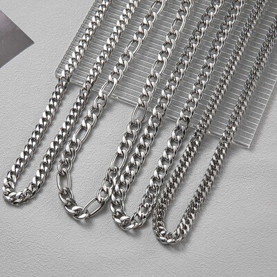 New Titanium Steel Cuban Hip-hop Necklace Punk Men And Women Necklace Trend Thick Chain Sweater Chain Stainless Steel Necklace