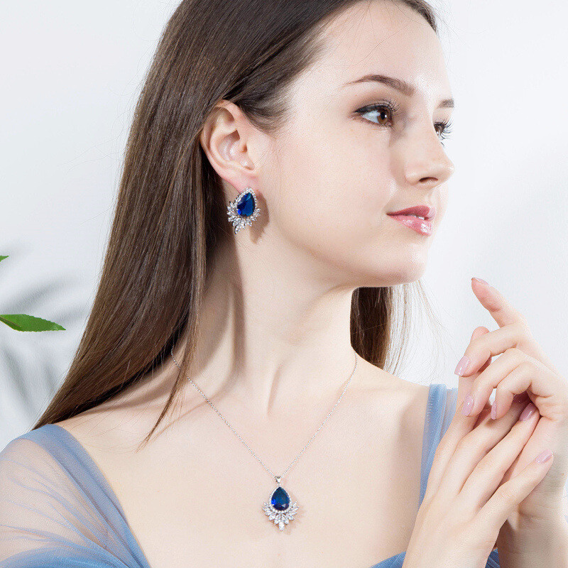 Zircon Necklace Set Chain Bridal Wedding Banquet Dinner Jewelry Set