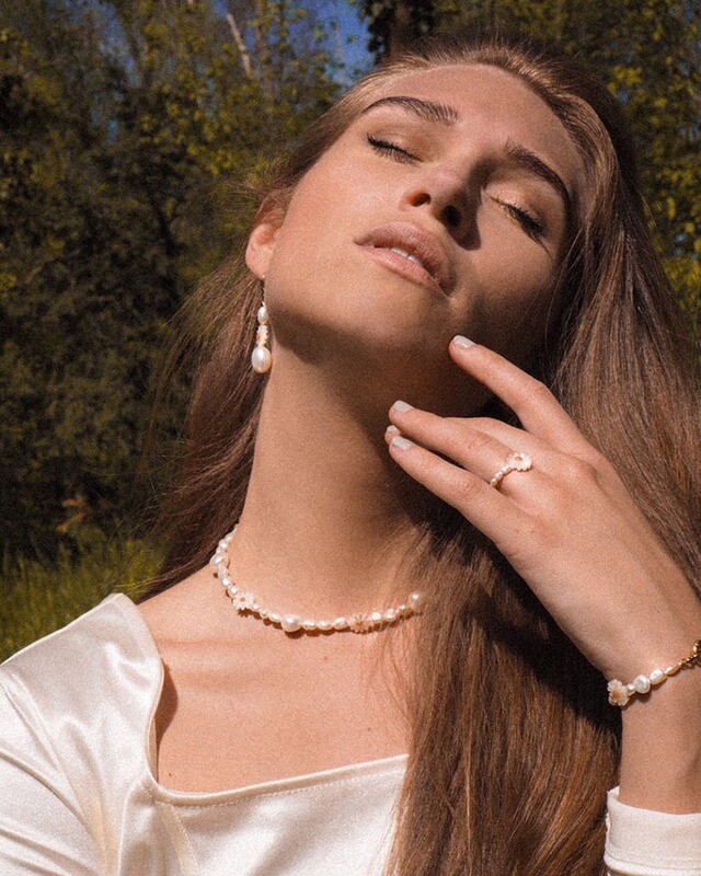 Freshwater Pearl Classic Shell Daisy Bracelet Earring Necklace Female
