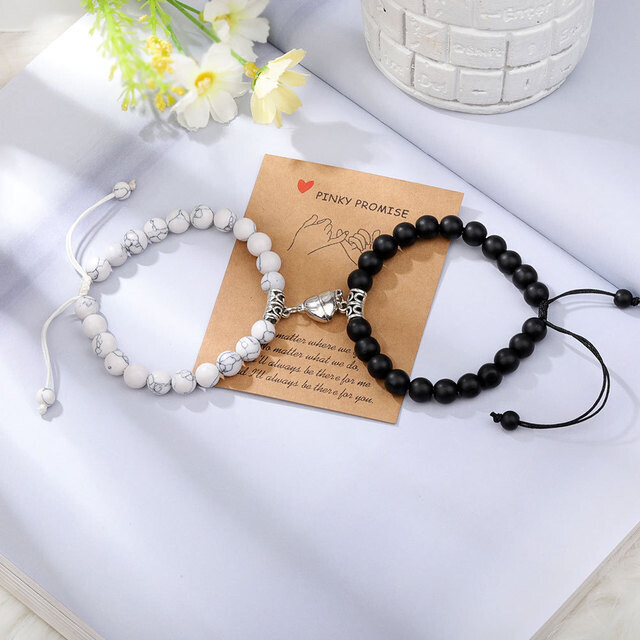 Couple Bracelets with Magnetic Closure