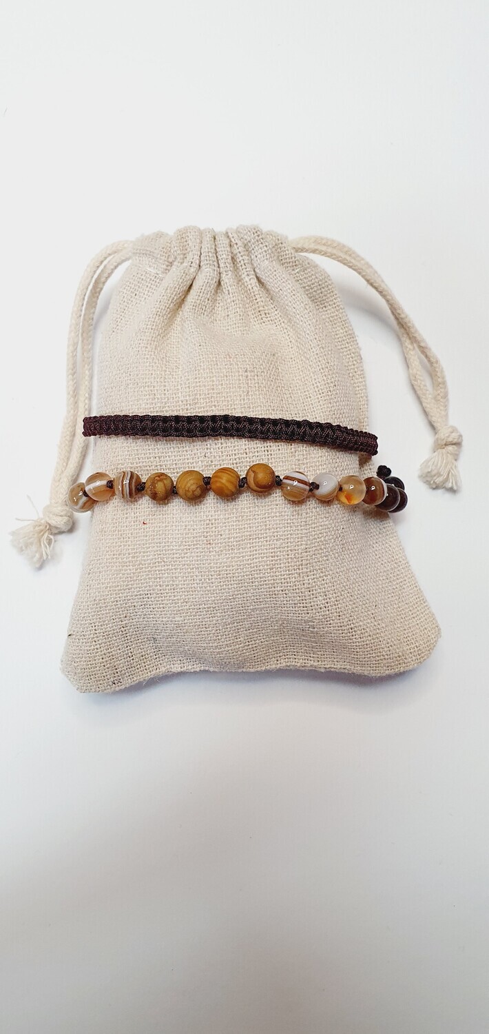 Edelsteinarmband aus Bänderachat und Holzjaspis