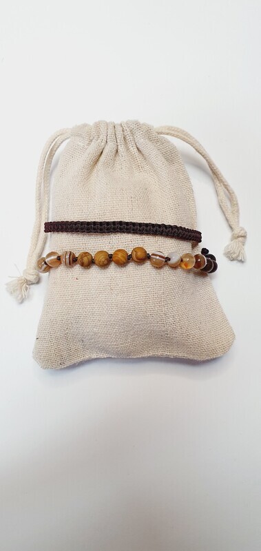 Edelsteinarmband aus Bänderachat und Holzjaspis Edelsteinarmband aus Bänderachat und Holzjaspis