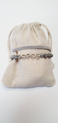 Edelsteinarmband aus Picasso Jaspis und Bergkristall Edelsteinarmband aus Picasso Jaspis und Bergkristall
