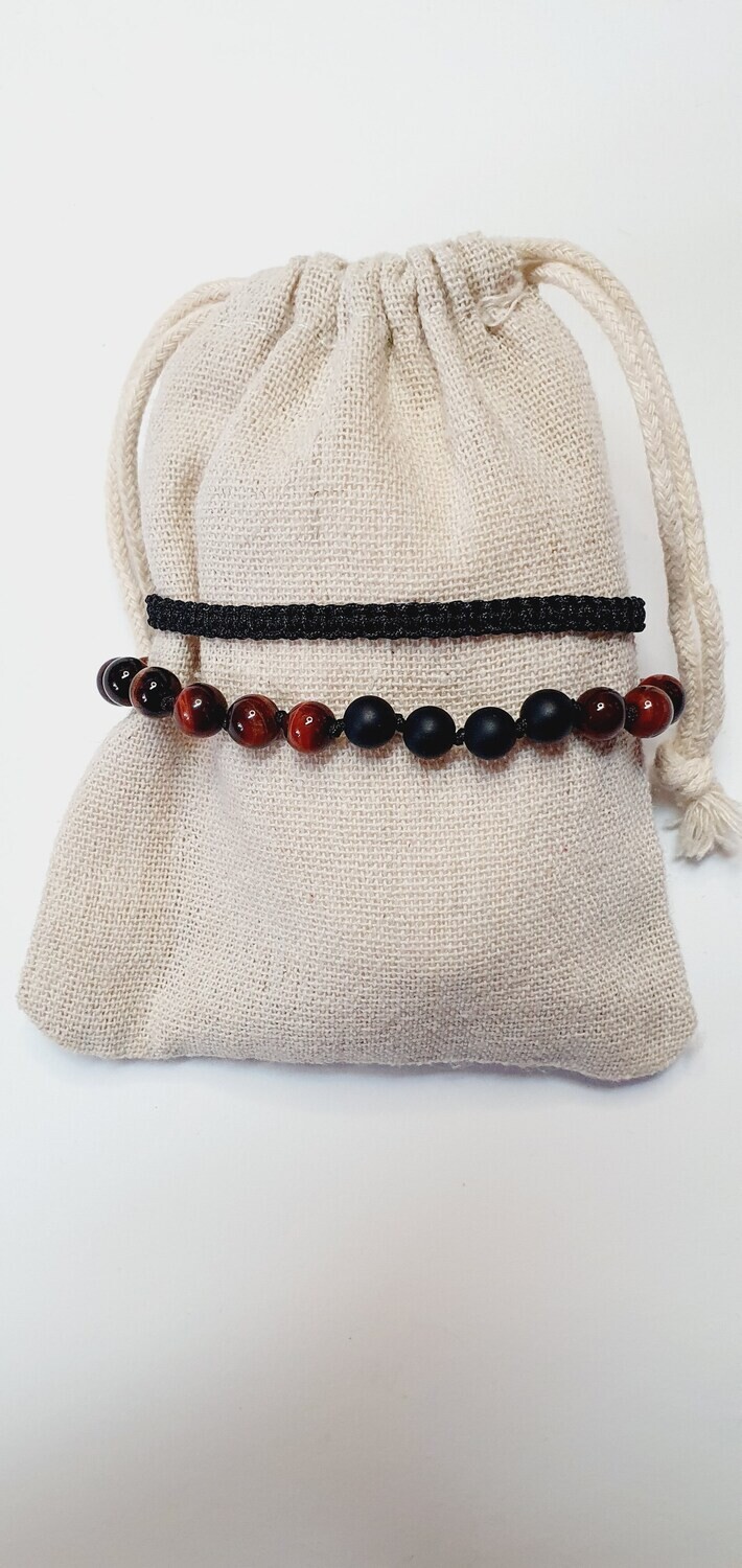 Edelsteinarmband aus Tigerauge und Onyx