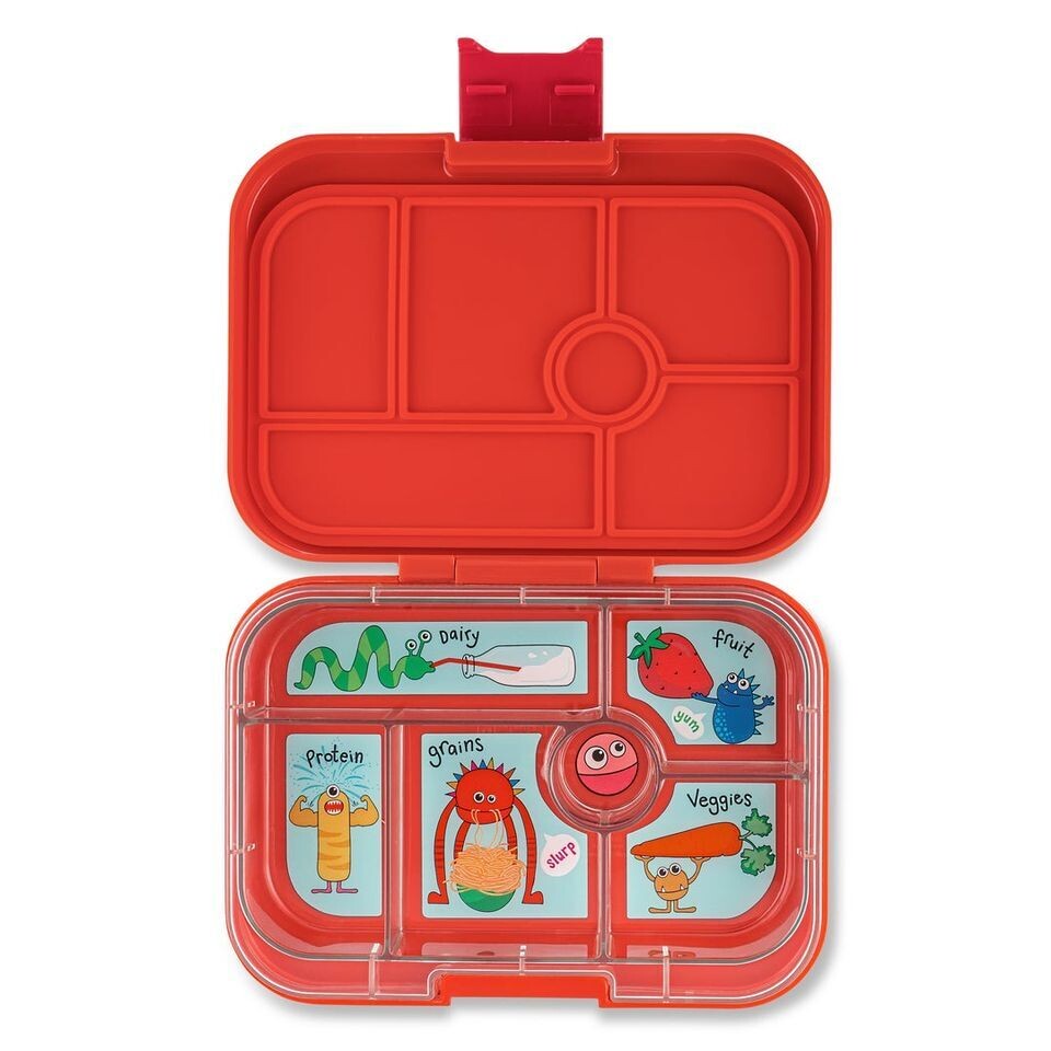 Yumbox Bento Box - (6 sections) Safari Orange - Funny Monsters