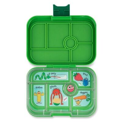 Yumbox Bento Box - (6 sections) Bamboo Green - Funny Monsters