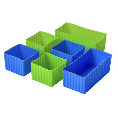 Mini Silicone Bento Cup set of  6 - Green Blue
