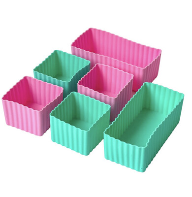 Mini Silicone Bento Cup set of 6 - Pink Aqua
