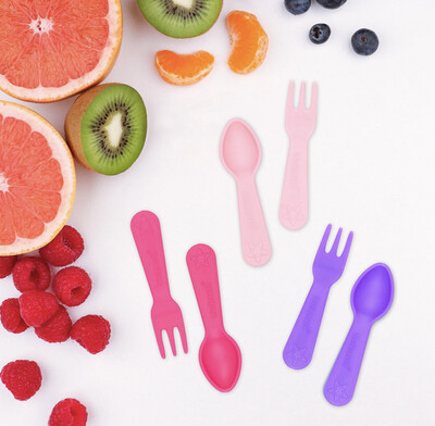 Lunch Punch Fork and Spoon Set - Pink