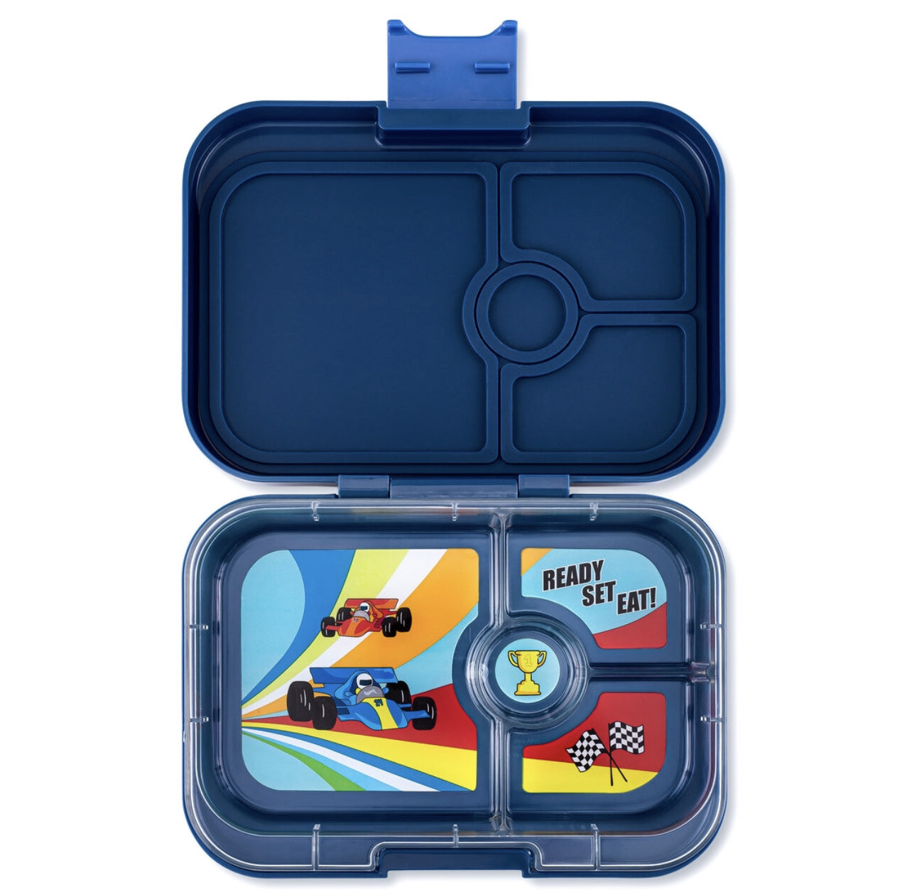 Yumbox Sandwich Friendly Bento Box  (4 sections)- Monte Carlo Blue - Cars