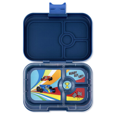 Yumbox Sandwich Friendly Bento Box  (4 sections)- Monte Carlo Blue - Cars