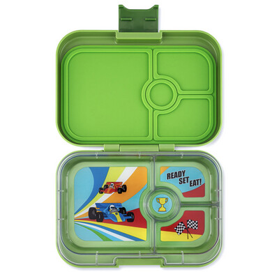 Yumbox Sandwich Friendly Bento Box ( 4 sections) - Matcha Green- Cars