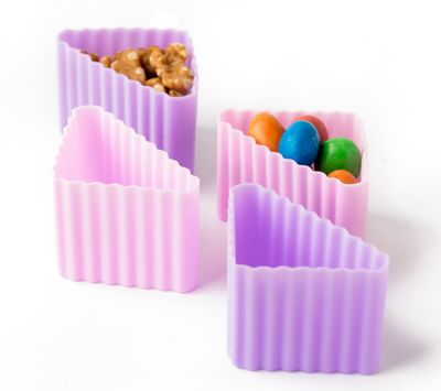 LEKKABOX Triangle Cups silicone - set of 4 - Pink/Lila