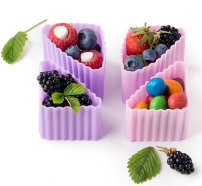 LEKKABOX Triangle Cups silicone - set of 4 - Pink/Lila