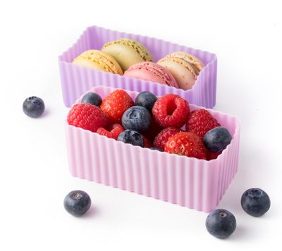 LEKKABOX Cups rectangle - set of 2 - Pink/Purple