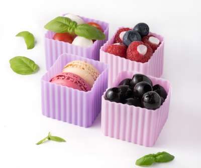 LEKKABOX Cups square - set of 2 - Pink/Purple