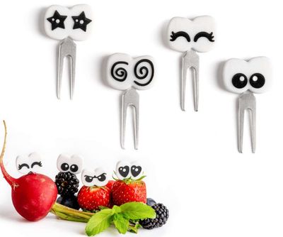 Cartoon Eyes stainless steel mini fork - set of 4 - LEKKABOX