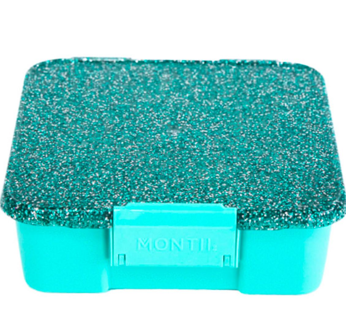 MontiiCo Lunch Box - 5 compartment - Turquoise Glitter