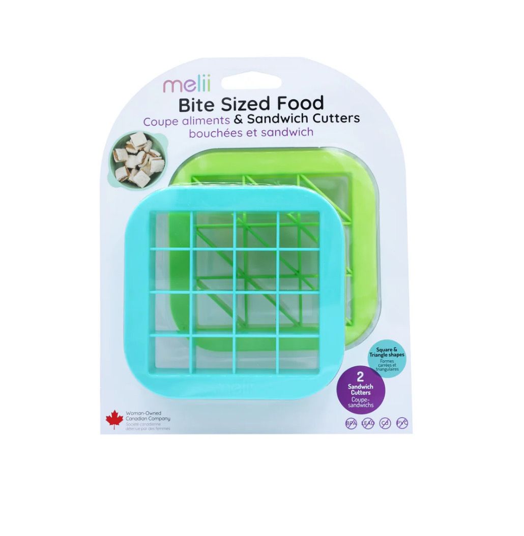 Bite Sized Food &amp; Sandwich Cutter Two Pack-Square &amp; Triangle - Blue &amp; Lime