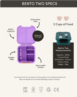 MontiiCo Snack Box - 2 compartments - Magenta Glitter