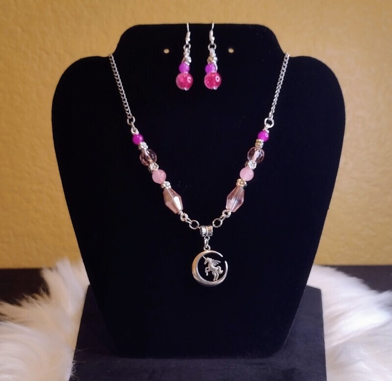 Pink Unicorn Necklaces and Earrings 