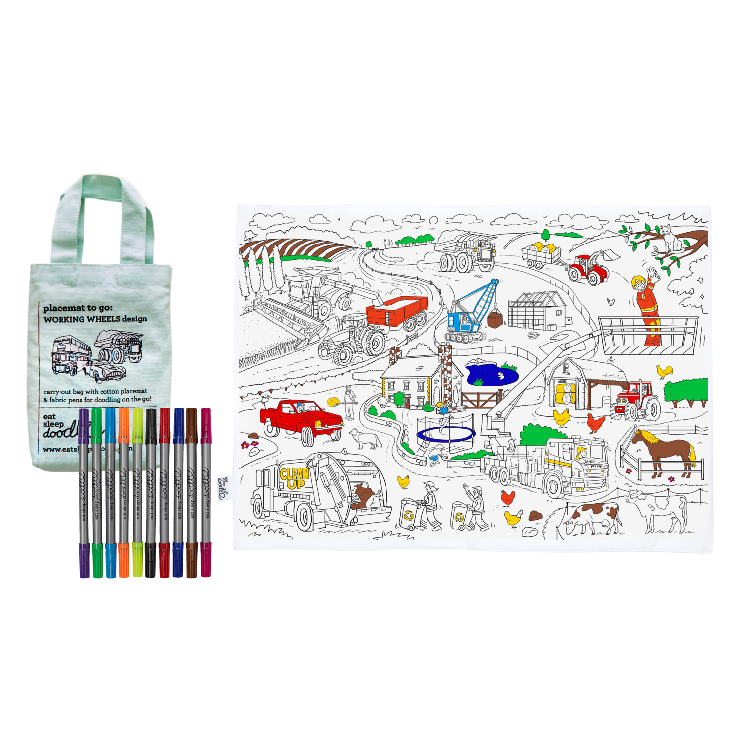 Eatsleepdoodle | Placemat To Go | Werkvoertuigen