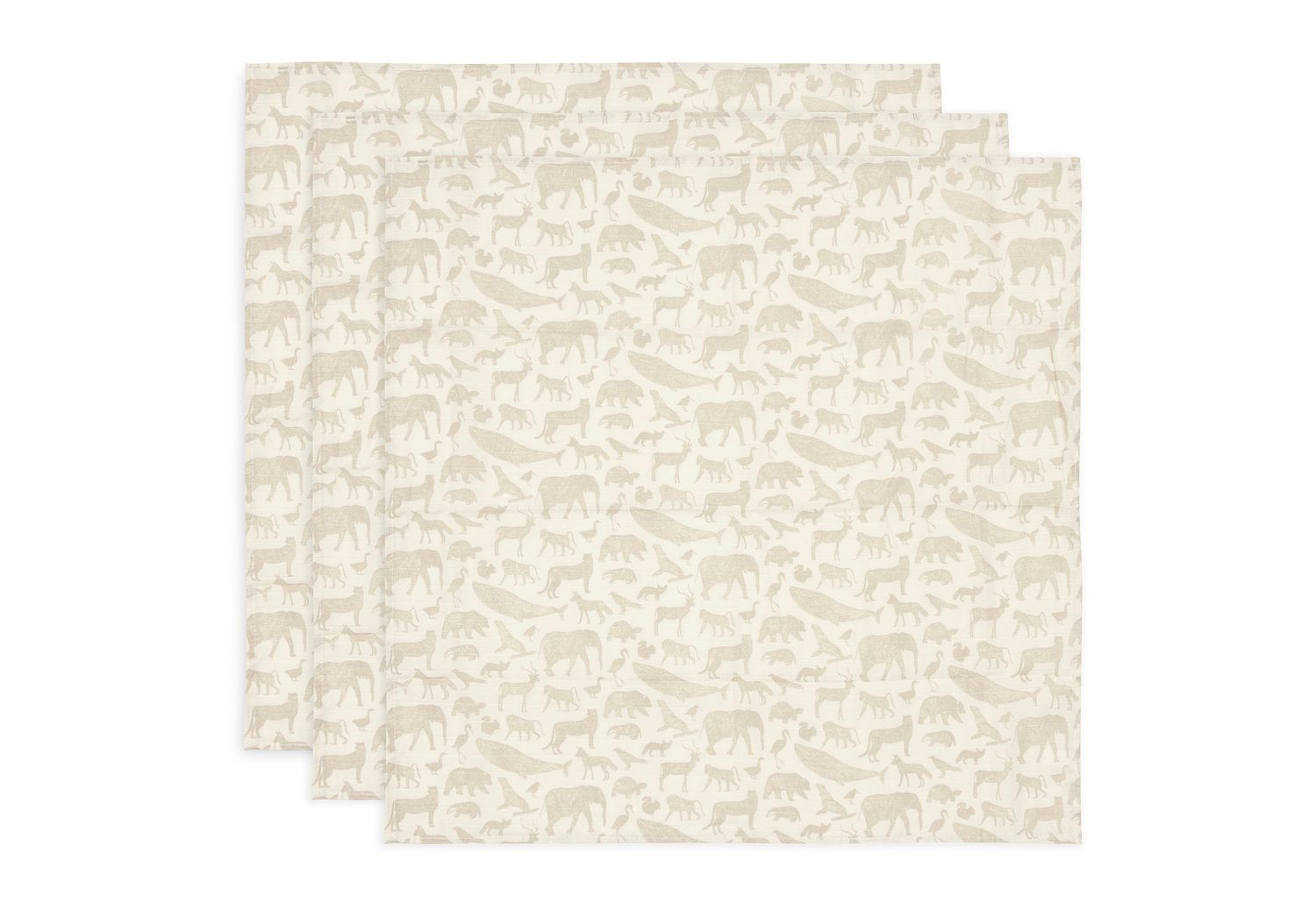 Jollein | Hydrofiele Doek 70x70cm | Animals Nougat | 3 Stuks