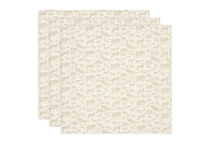 Jollein | Hydrofiele Doek 70x70cm | Animals Nougat | 3 Stuks