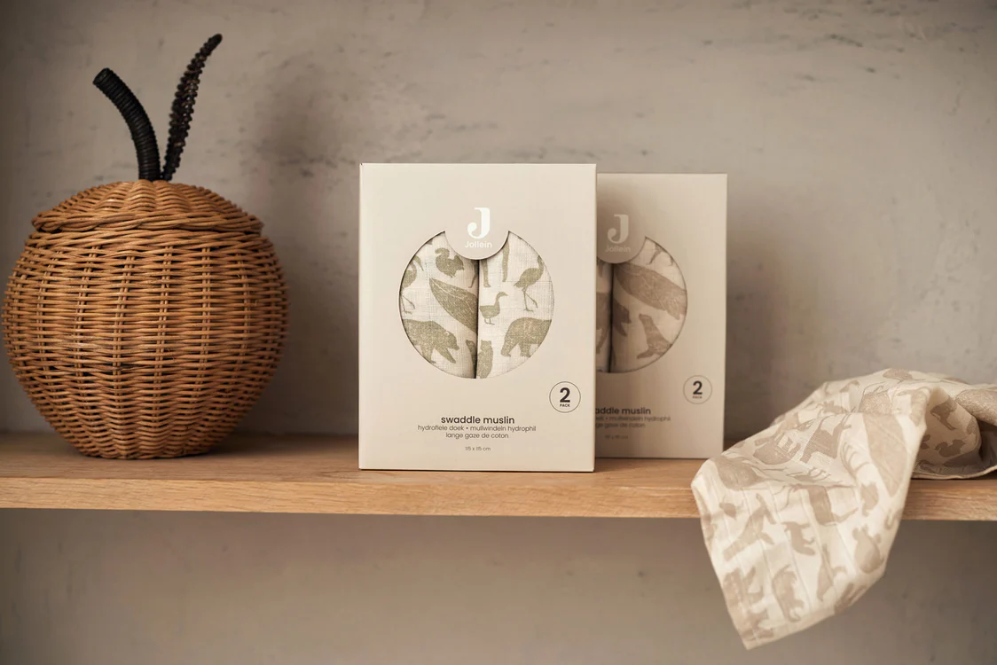 Jollein | Hydrofiele Doek 70x70cm | Animals Olive Green | 3 Stuks